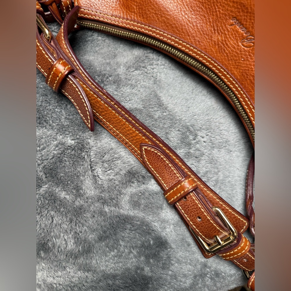 Dooney & Bourke Cognac Brown Florentine Leather Hobo Bag - Picture 6 of 12